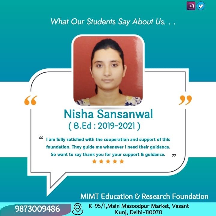 Nisha Sansanwal - B.Ed 2019-2021